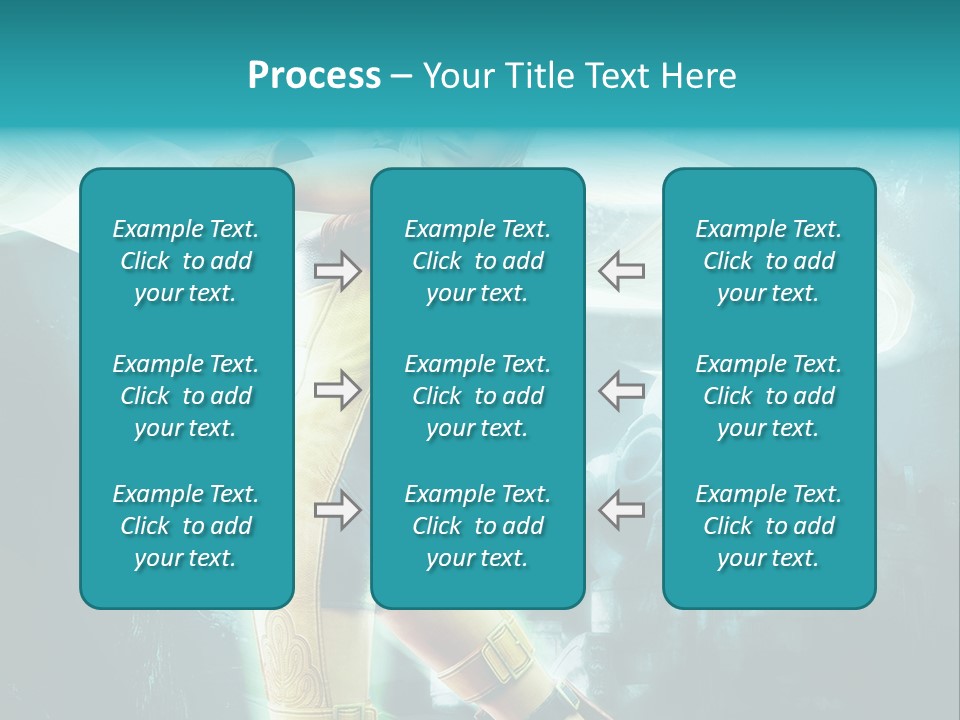 A Woman In A Yellow And Blue Outfit Holding A Sword PowerPoint Template