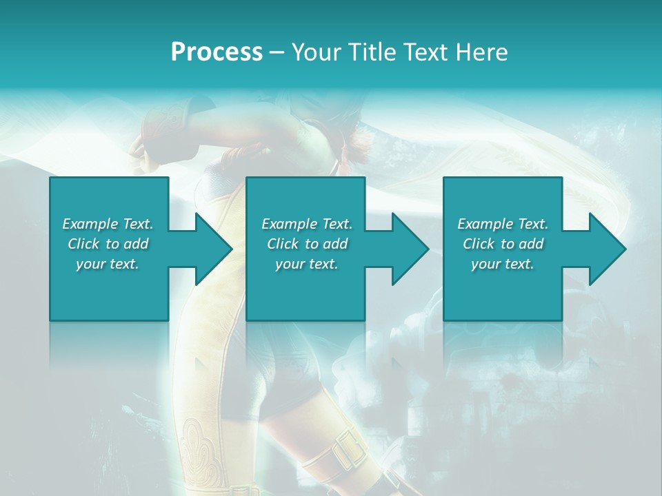 A Woman In A Yellow And Blue Outfit Holding A Sword PowerPoint Template