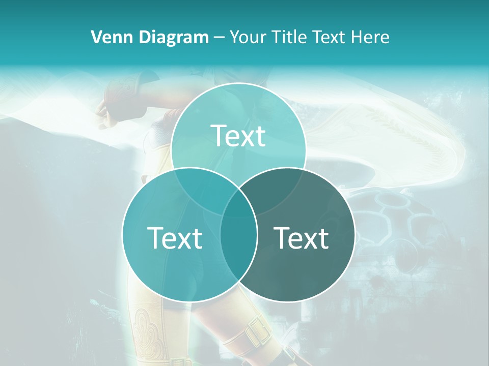 A Woman In A Yellow And Blue Outfit Holding A Sword PowerPoint Template