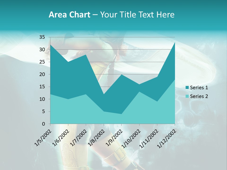 A Woman In A Yellow And Blue Outfit Holding A Sword PowerPoint Template