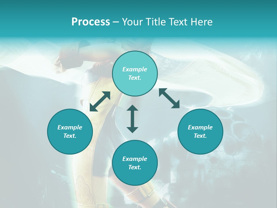 A Woman In A Yellow And Blue Outfit Holding A Sword PowerPoint Template