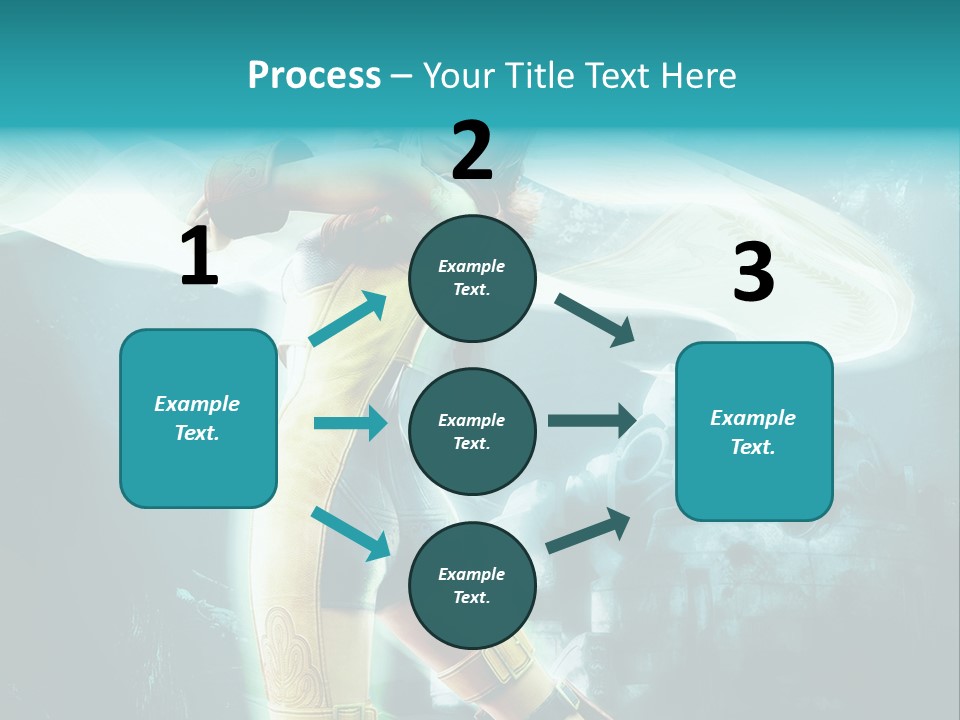 A Woman In A Yellow And Blue Outfit Holding A Sword PowerPoint Template