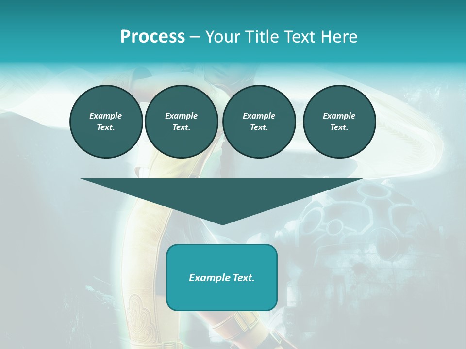 A Woman In A Yellow And Blue Outfit Holding A Sword PowerPoint Template