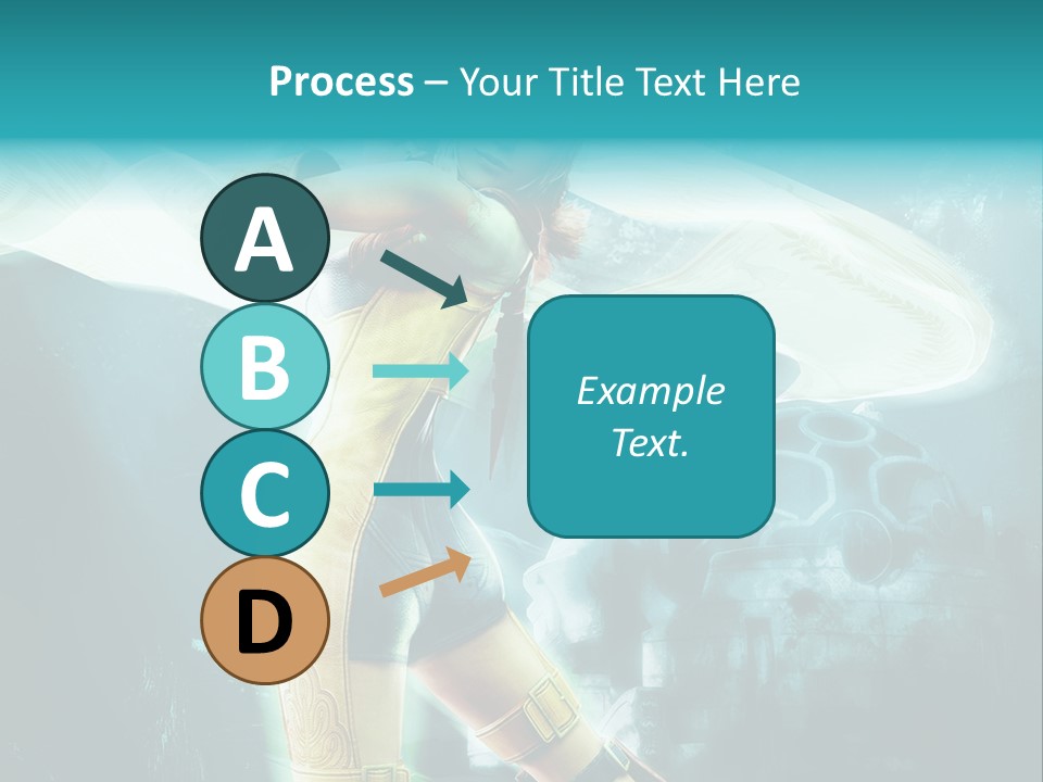 A Woman In A Yellow And Blue Outfit Holding A Sword PowerPoint Template