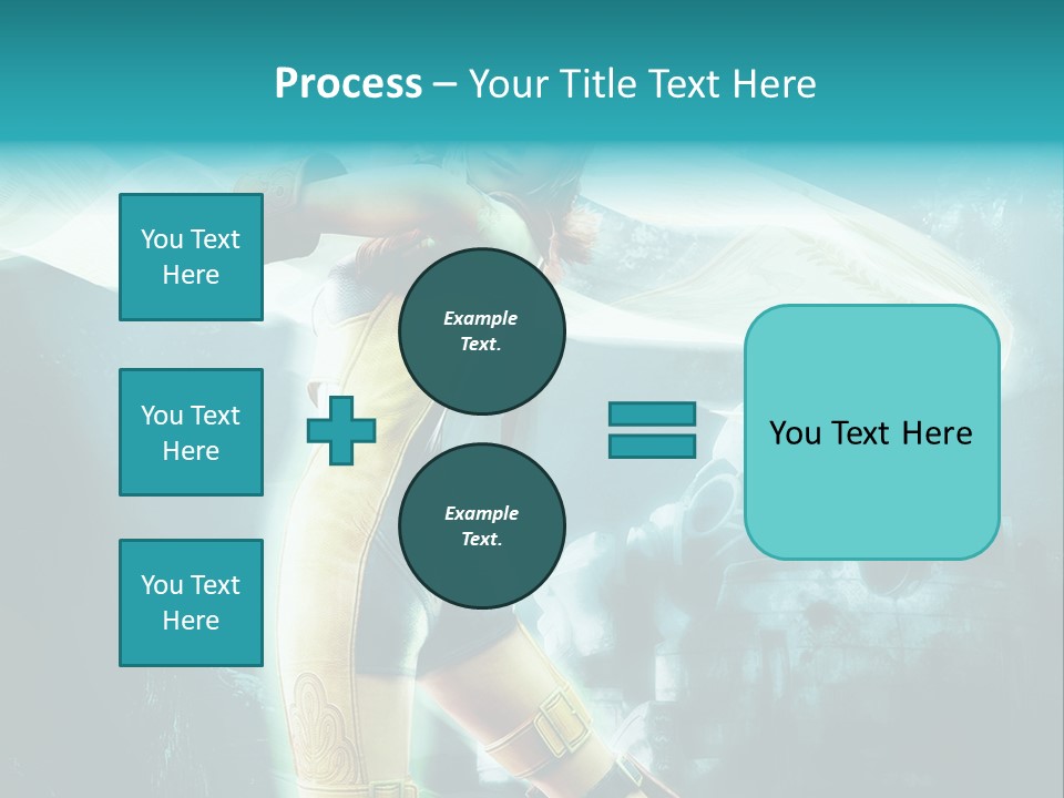 A Woman In A Yellow And Blue Outfit Holding A Sword PowerPoint Template