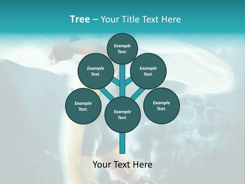 A Woman In A Yellow And Blue Outfit Holding A Sword PowerPoint Template