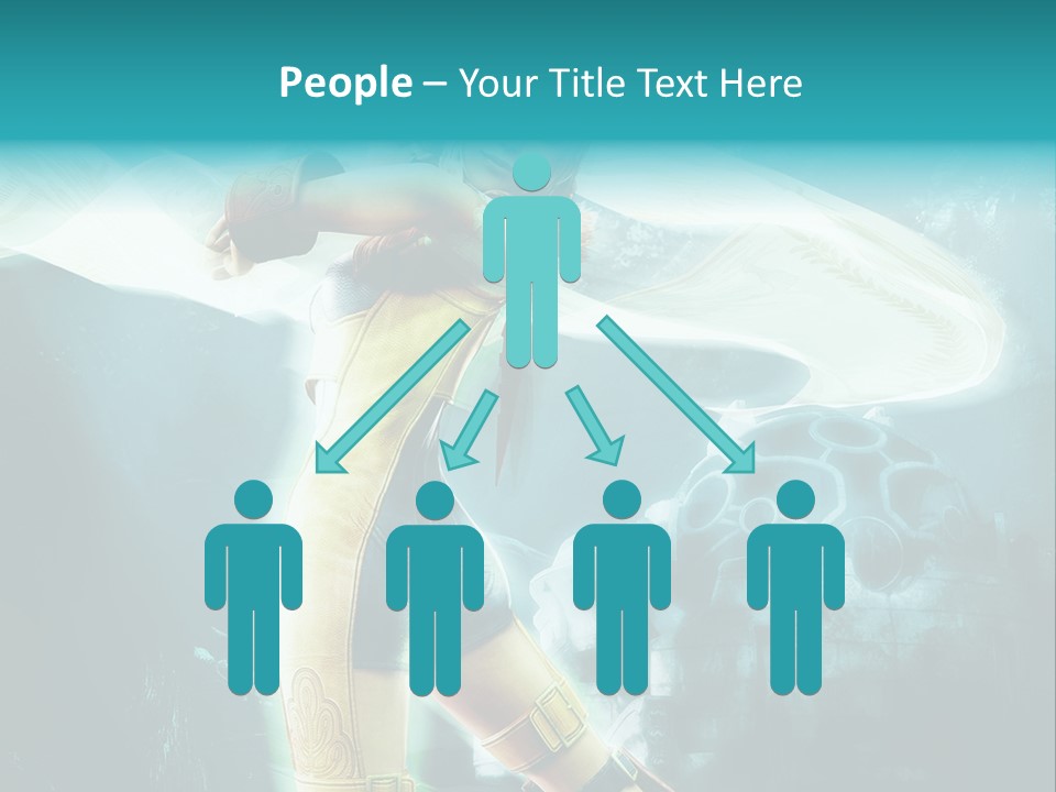 A Woman In A Yellow And Blue Outfit Holding A Sword PowerPoint Template