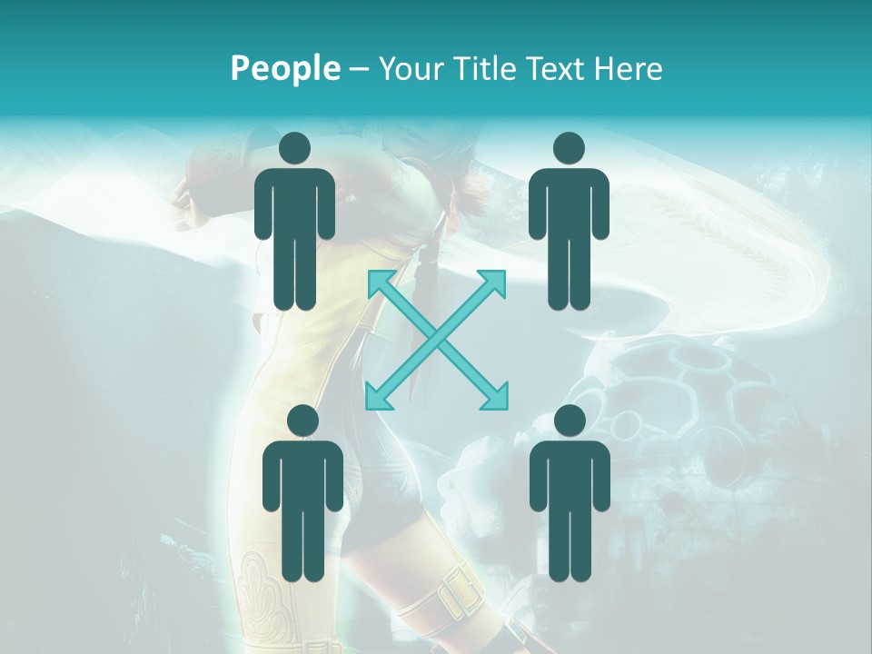 A Woman In A Yellow And Blue Outfit Holding A Sword PowerPoint Template