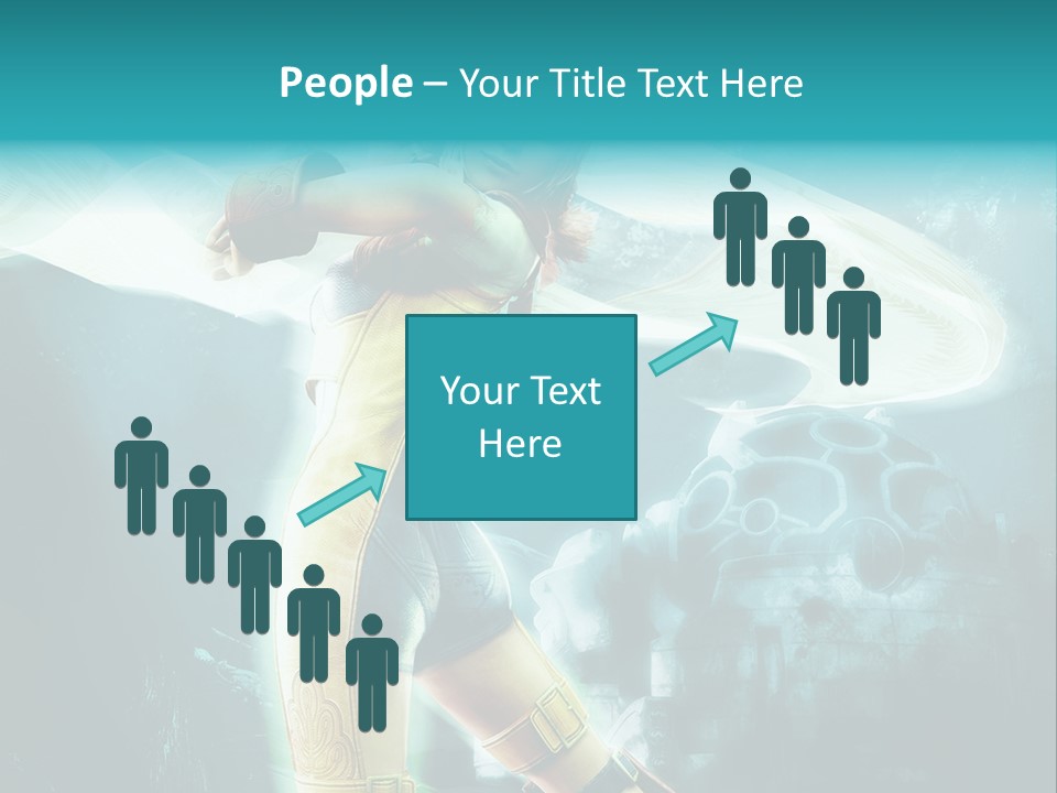 A Woman In A Yellow And Blue Outfit Holding A Sword PowerPoint Template