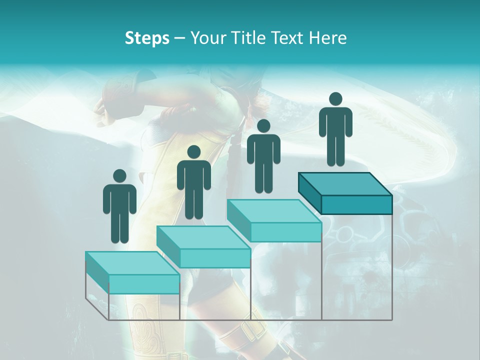 A Woman In A Yellow And Blue Outfit Holding A Sword PowerPoint Template