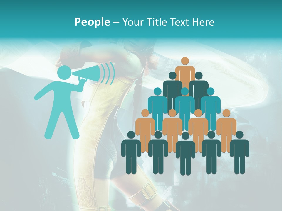 A Woman In A Yellow And Blue Outfit Holding A Sword PowerPoint Template