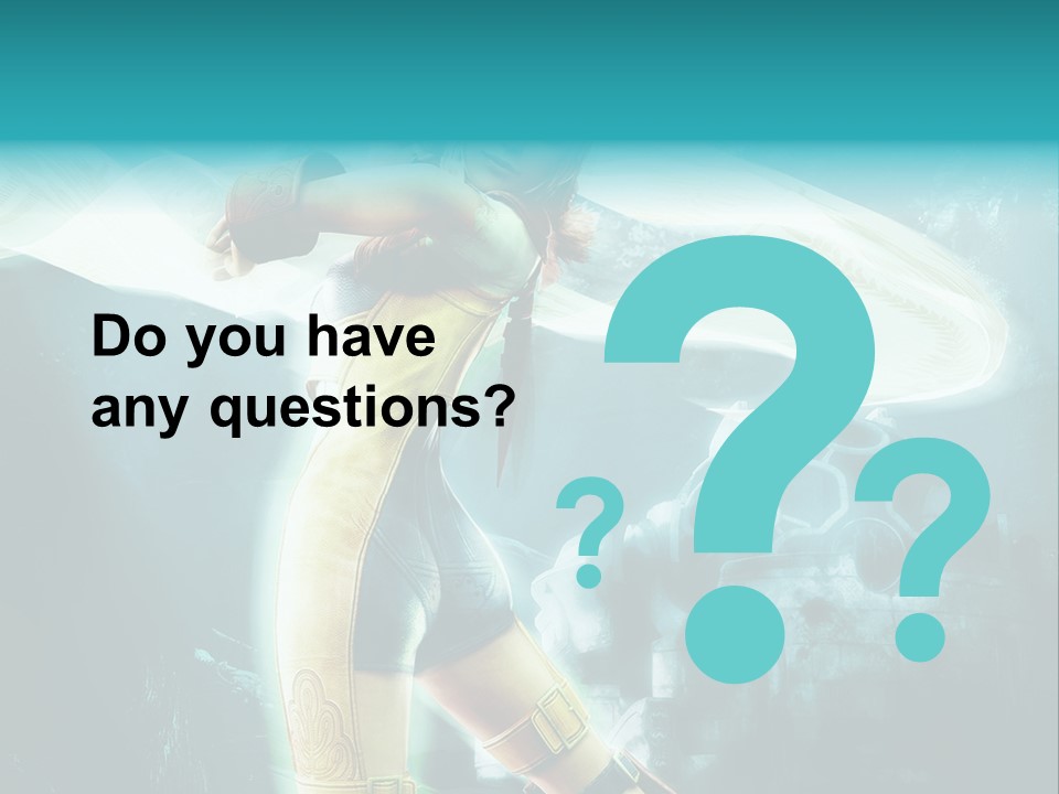 A Woman In A Yellow And Blue Outfit Holding A Sword PowerPoint Template