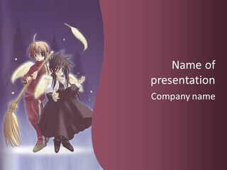 A Couple Of Anime Characters On A Purple Background PowerPoint Template