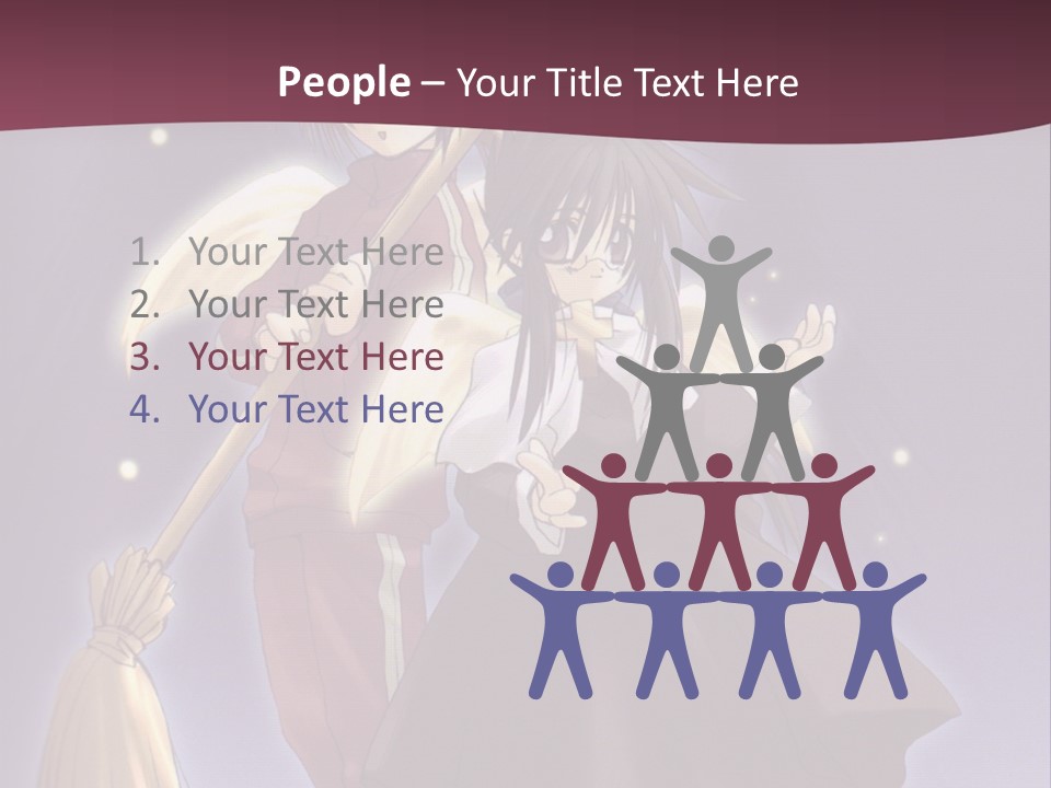 A Couple Of Anime Characters On A Purple Background PowerPoint Template