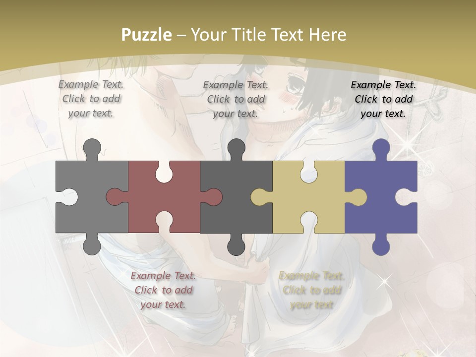 A Couple Of Anime Characters Sitting Next To Each Other PowerPoint Template