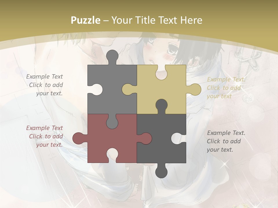 A Couple Of Anime Characters Sitting Next To Each Other PowerPoint Template