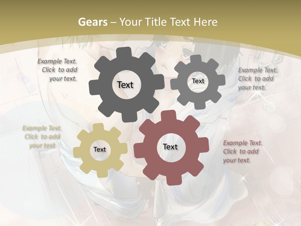 A Couple Of Anime Characters Sitting Next To Each Other PowerPoint Template