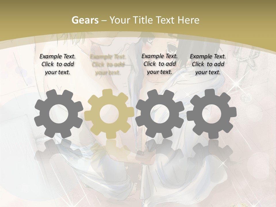 A Couple Of Anime Characters Sitting Next To Each Other PowerPoint Template