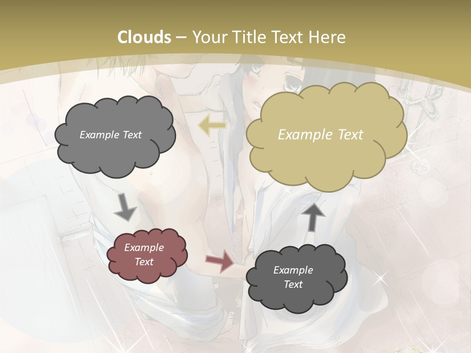 A Couple Of Anime Characters Sitting Next To Each Other PowerPoint Template