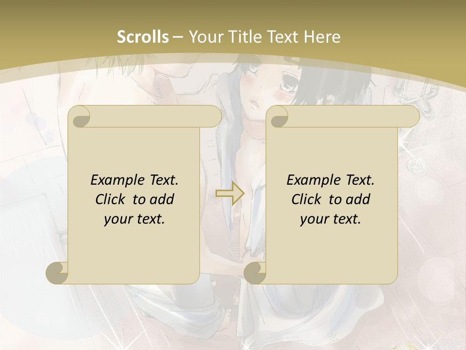 A Couple Of Anime Characters Sitting Next To Each Other PowerPoint Template