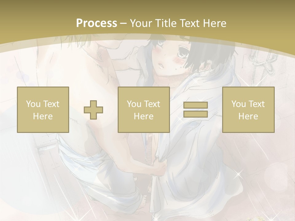 A Couple Of Anime Characters Sitting Next To Each Other PowerPoint Template