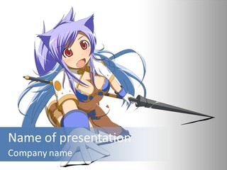A Anime Character With A Sword On A White Background PowerPoint Template