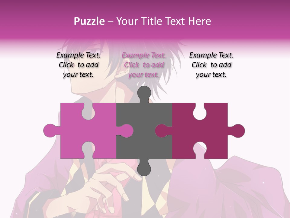 An Anime Character With Purple Hair And A Pink Dress PowerPoint Template