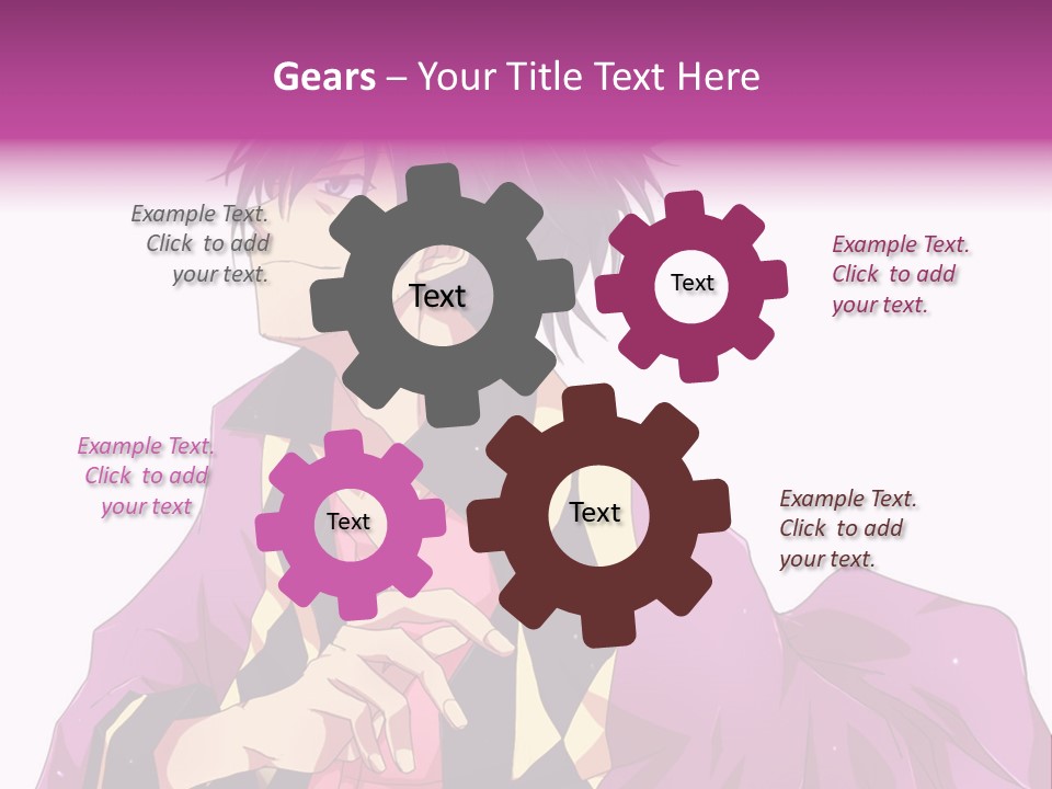 An Anime Character With Purple Hair And A Pink Dress PowerPoint Template