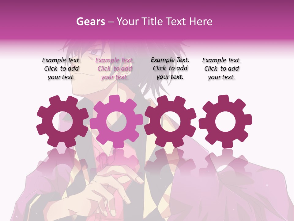 An Anime Character With Purple Hair And A Pink Dress PowerPoint Template