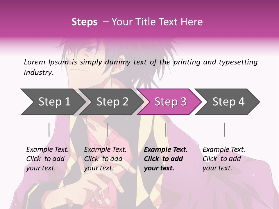 An Anime Character With Purple Hair And A Pink Dress PowerPoint Template