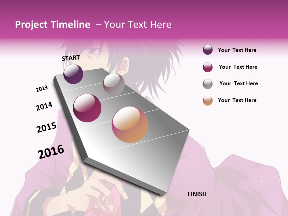An Anime Character With Purple Hair And A Pink Dress PowerPoint Template