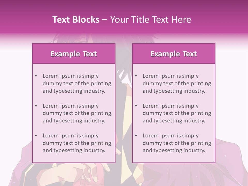 An Anime Character With Purple Hair And A Pink Dress PowerPoint Template