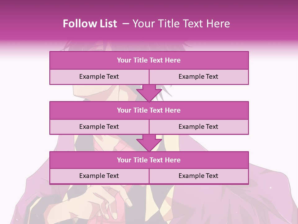 An Anime Character With Purple Hair And A Pink Dress PowerPoint Template