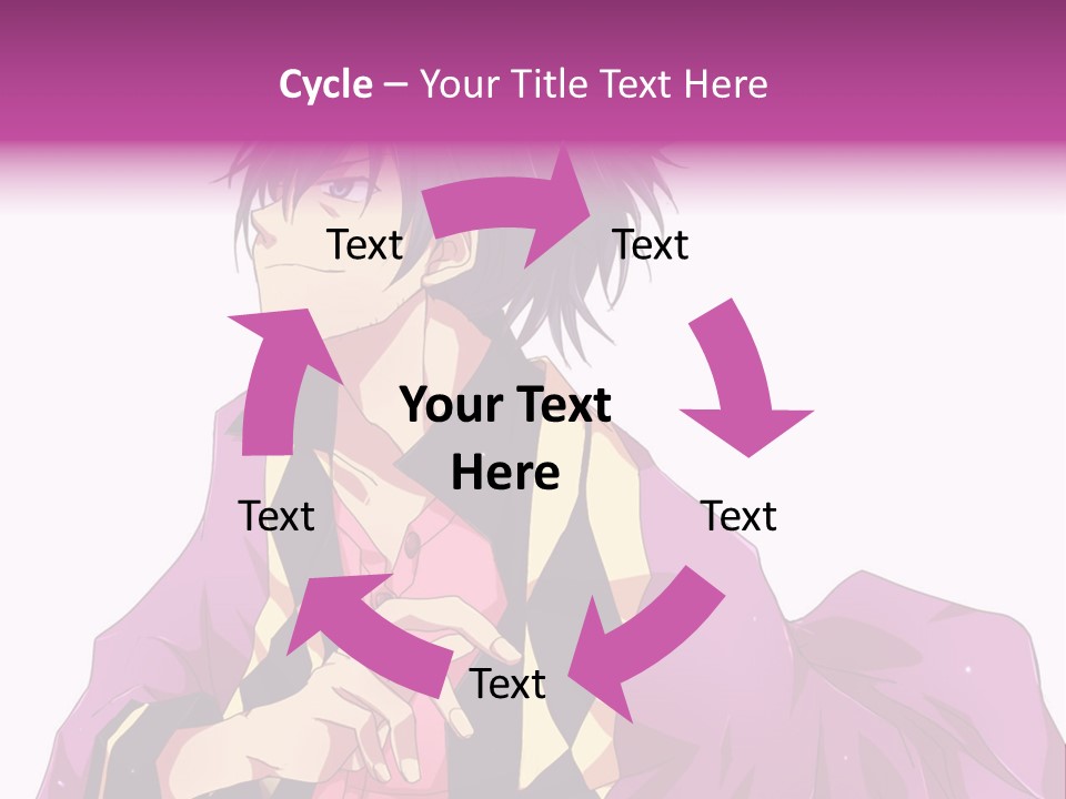 An Anime Character With Purple Hair And A Pink Dress PowerPoint Template