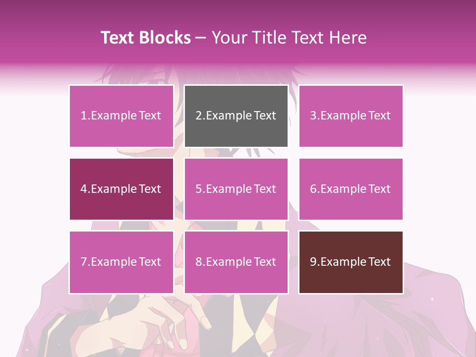 An Anime Character With Purple Hair And A Pink Dress PowerPoint Template