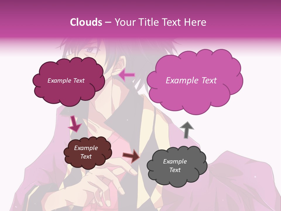 An Anime Character With Purple Hair And A Pink Dress PowerPoint Template