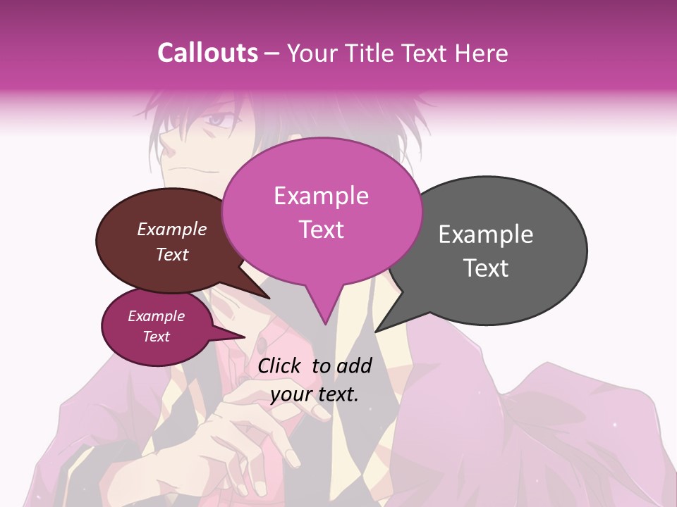 An Anime Character With Purple Hair And A Pink Dress PowerPoint Template