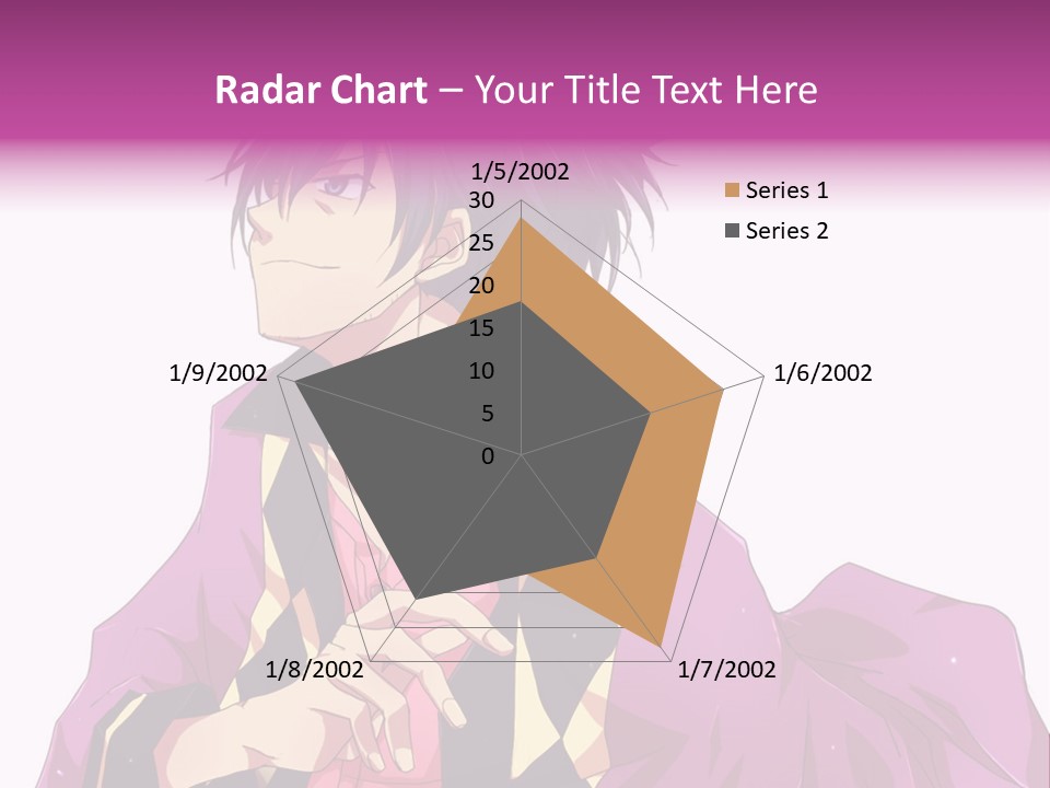 An Anime Character With Purple Hair And A Pink Dress PowerPoint Template