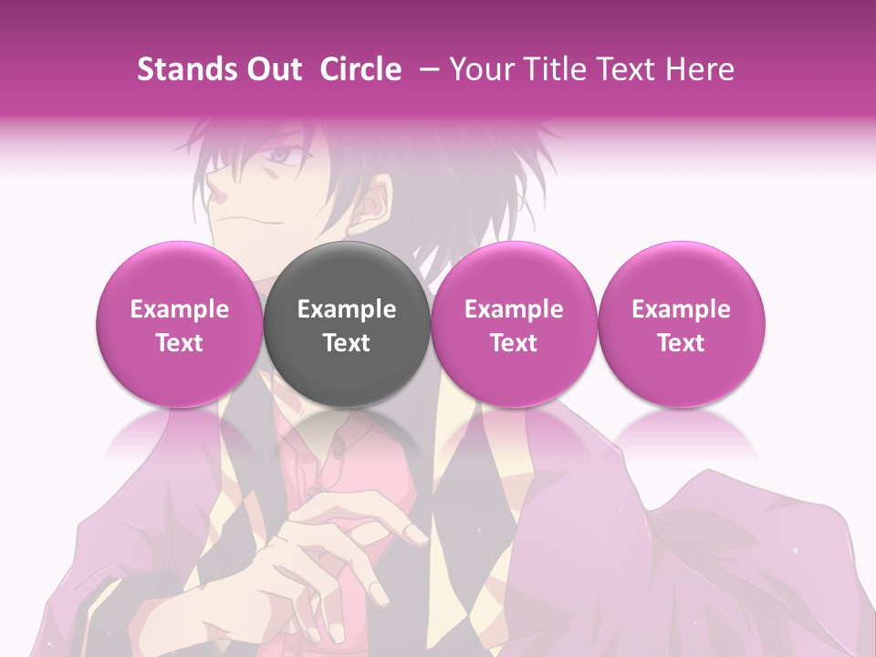 An Anime Character With Purple Hair And A Pink Dress PowerPoint Template