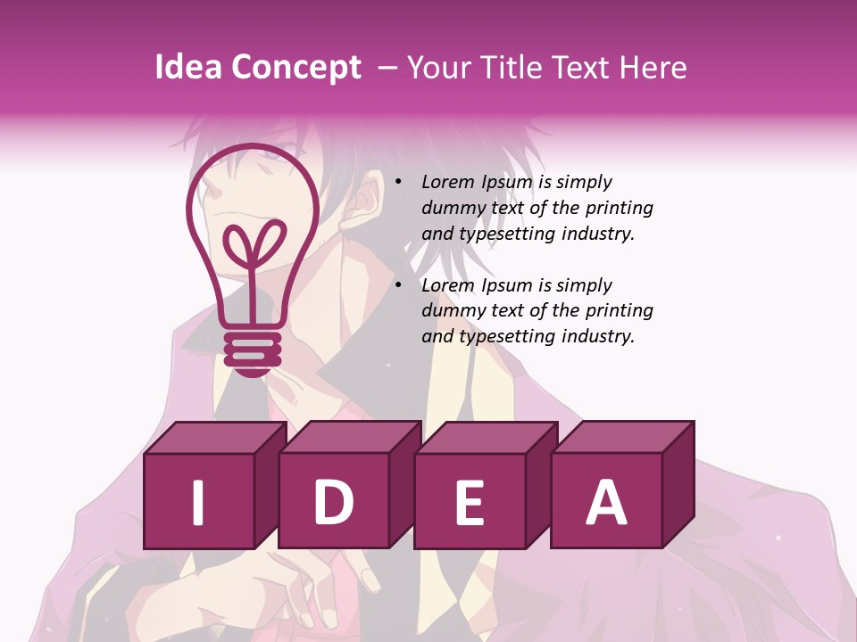 An Anime Character With Purple Hair And A Pink Dress PowerPoint Template