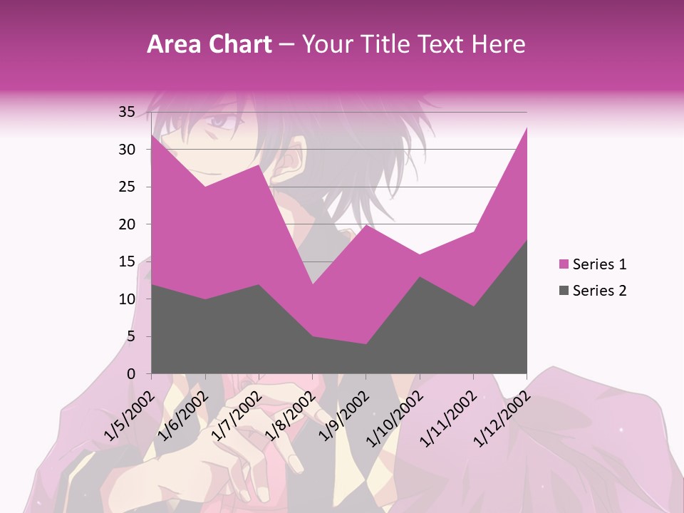 An Anime Character With Purple Hair And A Pink Dress PowerPoint Template