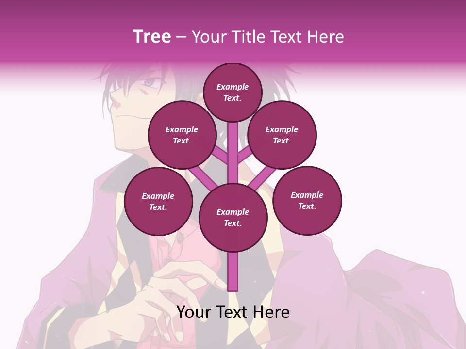 An Anime Character With Purple Hair And A Pink Dress PowerPoint Template
