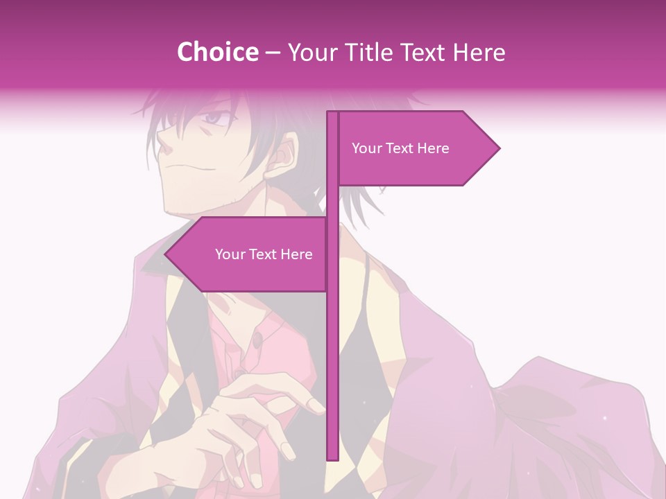 An Anime Character With Purple Hair And A Pink Dress PowerPoint Template