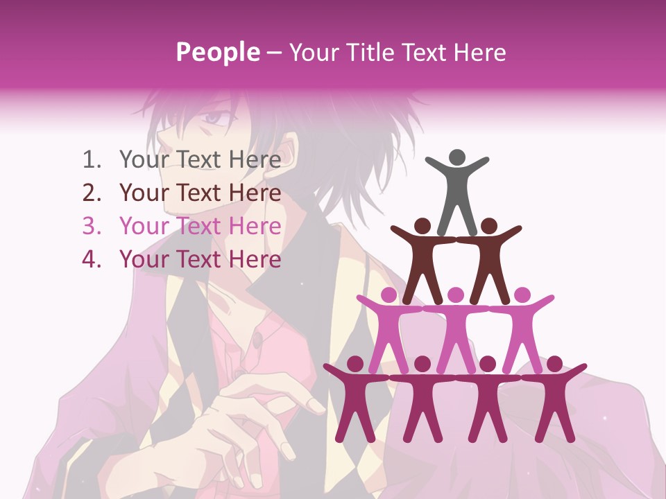 An Anime Character With Purple Hair And A Pink Dress PowerPoint Template