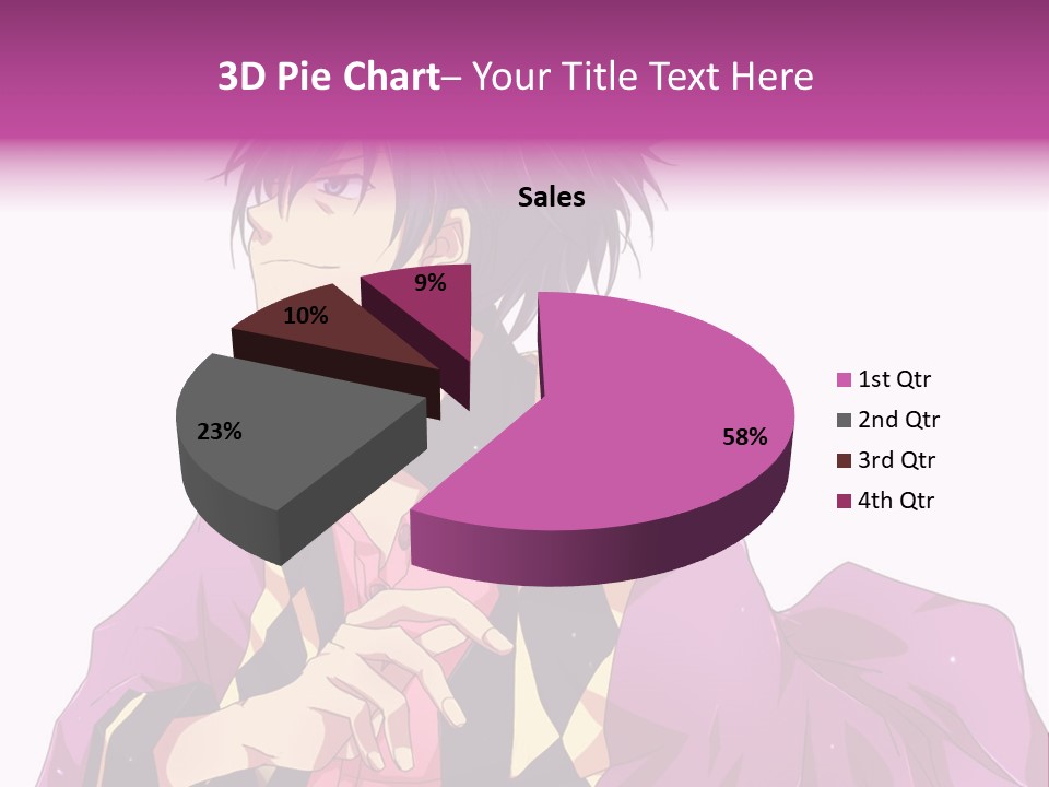 An Anime Character With Purple Hair And A Pink Dress PowerPoint Template