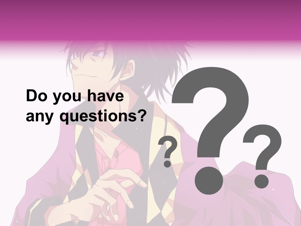An Anime Character With Purple Hair And A Pink Dress PowerPoint Template