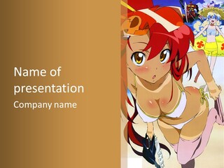 A Woman In A Bikini With A Hat On Her Head PowerPoint Template