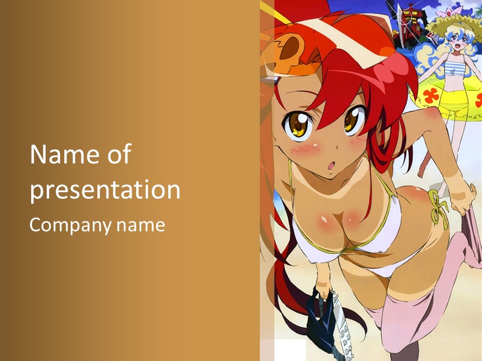 A Woman In A Bikini With A Hat On Her Head PowerPoint Template