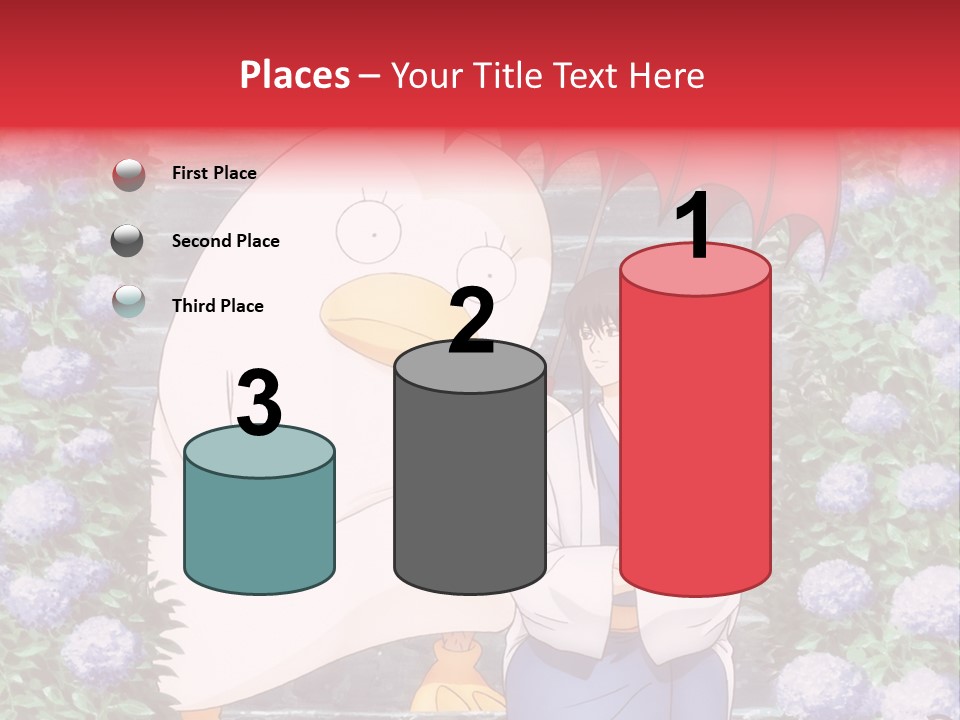 A Woman Holding An Umbrella Next To A Chicken PowerPoint Template