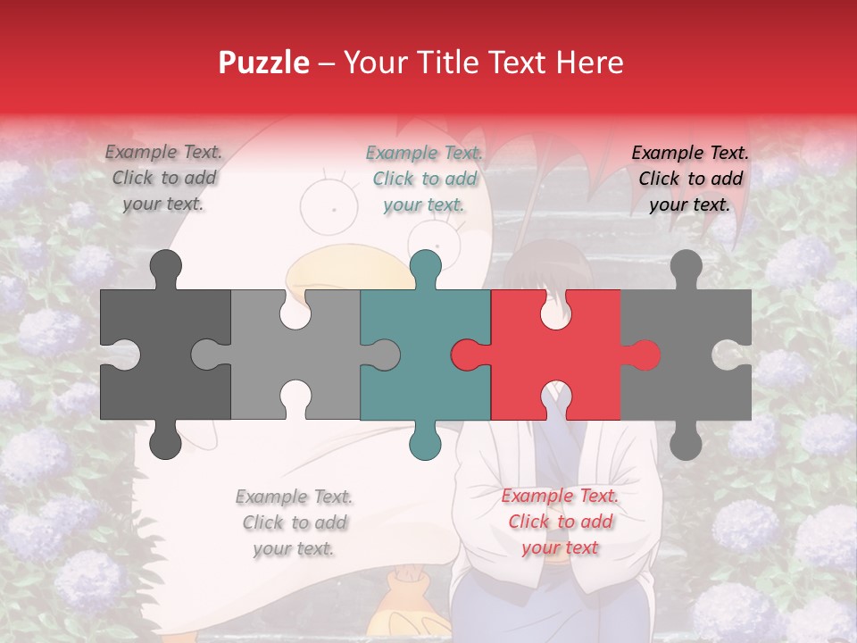 A Woman Holding An Umbrella Next To A Chicken PowerPoint Template